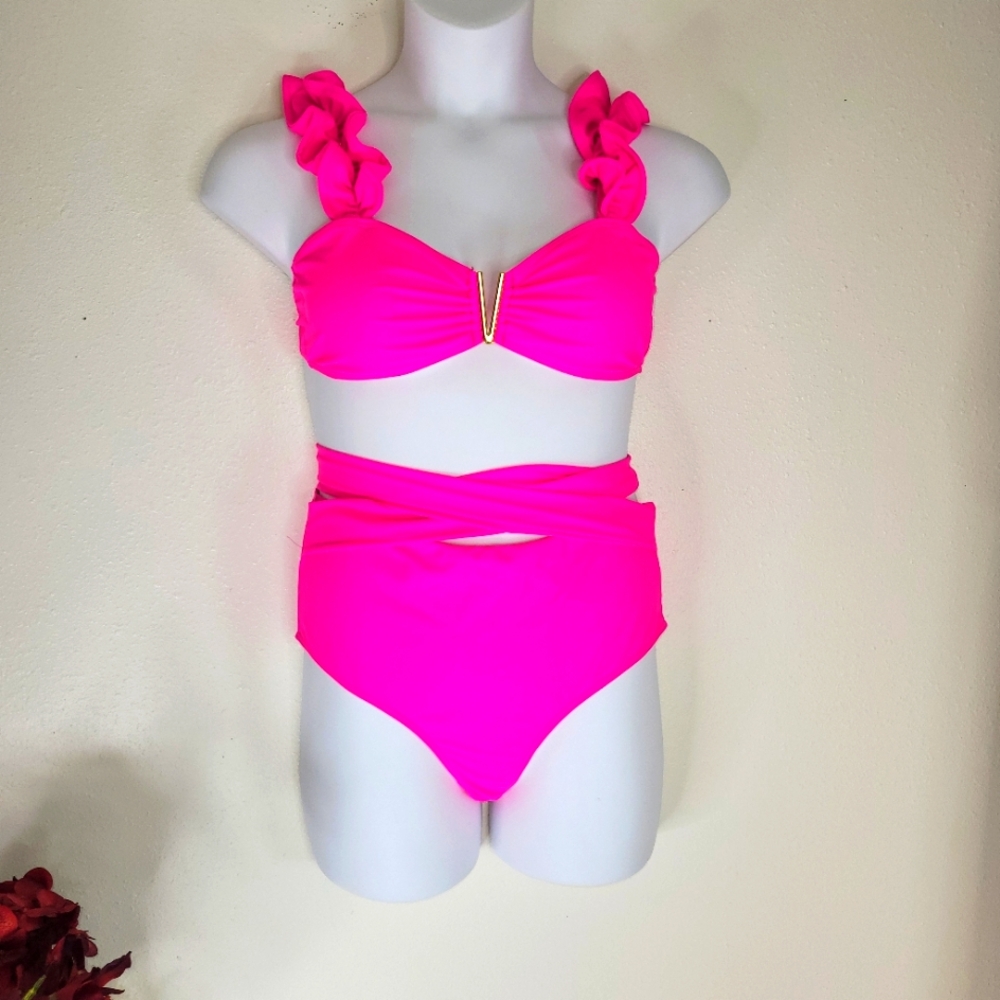 🤑 4for$20 Closet Blowout!  Pink Ruffle Bikini Set